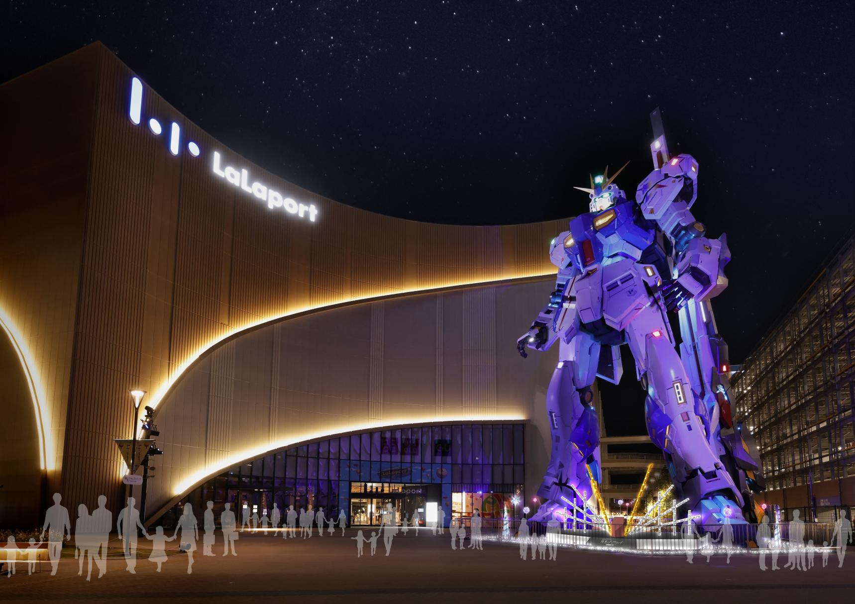 【三井ショッピングパーク ららぽーと福岡】実物大ν（ニュー）ガンダム立像 冬季限定25-26Ver.ライトアップ・点灯式